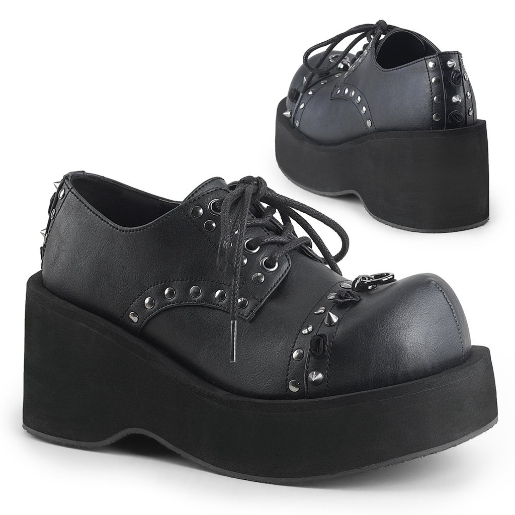 Chaussures Plateforme Demonia Dank 110 Vegan Cuir Femme - Noir 25810-CIUN